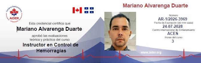 Credencial: Instructor en Control de hemorragias, AR-1/2026-3969