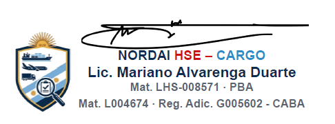 Membrete profesional NORDAI HSE y NORDAI Cargo Surveyor con matrículas CPSH y COPIME
